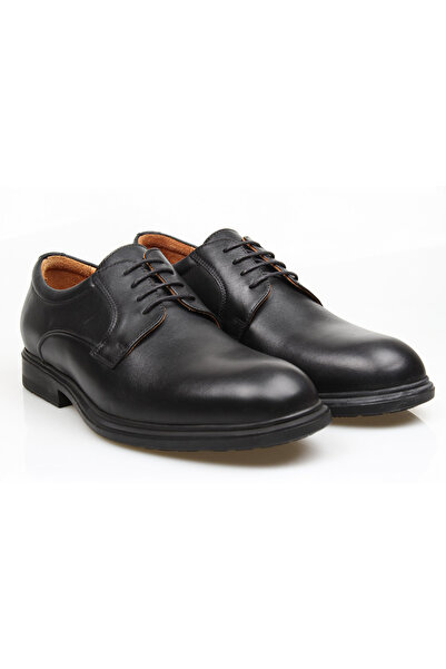 Butik Black Color Lace-Up Genuine Leather Men's Shoes