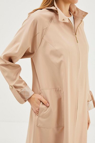 Zühre Hooded Pocket Detailed Stone Trench Coat 13454