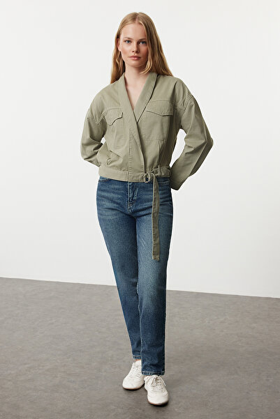 Trendyol Collection Oversize khaki farmer dzseki övvel - zsebrészlet, Twoaw25ce00018