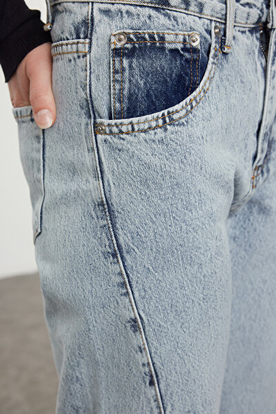 Trendyol Collection Barel Baggy Blue Jeans s vysokým pasem - Twoaw25Je00293