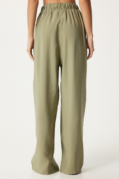 Happiness İstanbul Kadın Haki Rahat Kalıp Şalvar Pantolon MW00150