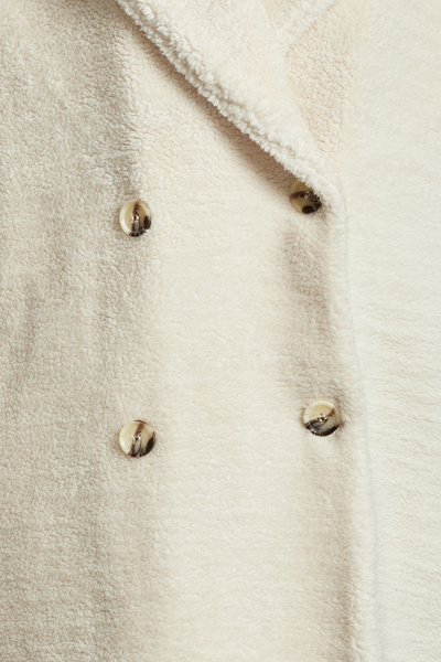 Trendyol Collection Oversize Plush Coat - Ecru Double Breasted Closure, TWOAW25KB00013