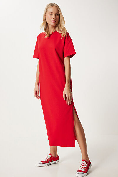 Happiness İstanbul Piros pamut nyári ruha Ub00080 - alkalmi fésült pamut