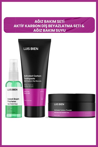 Luis Bien Oral Care Set - Activated Carbon Tooth Powder, Paste and Mint Water