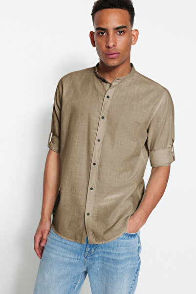 Trendyol Collection Uralkodó gallérú karcsúsított ing - hosszú ujjú, epaulettek - TMNSS20GO0188