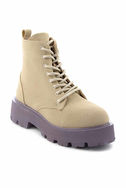 Bambi Bej Lila Süet Kadın Bot & Bootie K02678020302