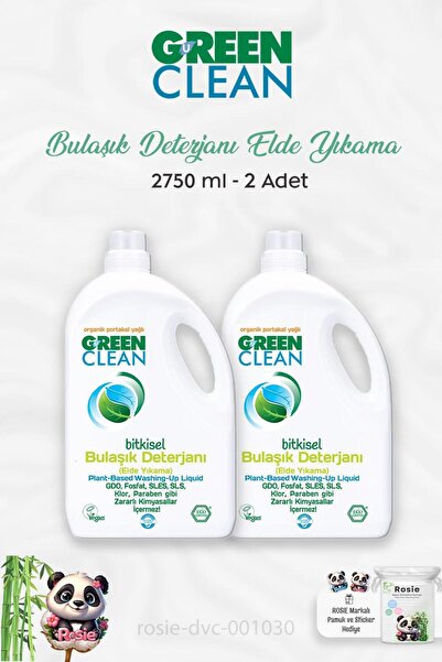 Green Clean 2 Adet Green Clean Bitkisel Bulaşık Deterjanı Portakal Yağlı 2750...