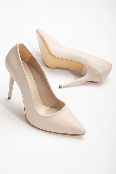 Hayalimdeki Ayakkabı River Cream Skin Thin Heeled Women's Evening Shoes