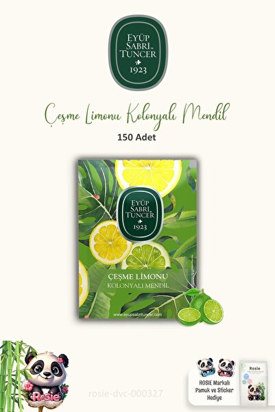 Eyüp Sabri Tuncer Kolonyalı Mendil 3 Paket 50'li Çeşme Limonu Ve Pamuk Rosıe