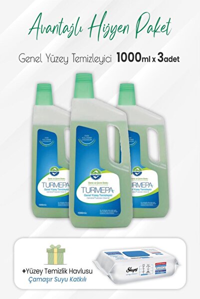 Turmepa Genel Yüzey Temizleyici 1000 ml X 3 Adet Ve Çamaşır Sulu Yüzey Temizl...