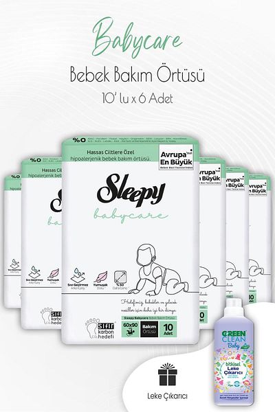 Sleepy Babycare Baby Care Cover 10 Pieces x 6 Pieces and Baby Stain Remover