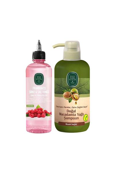 Eyüp Sabri Tuncer 500 ml Raspberry Vinegar and 600 ml Natural Macadamia Oil Shampoo Set