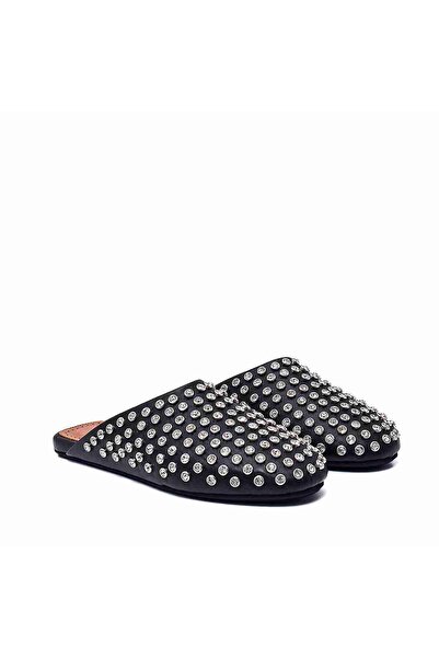 Sofia Baldi Black Leather Pietra Women's Flat Slippers