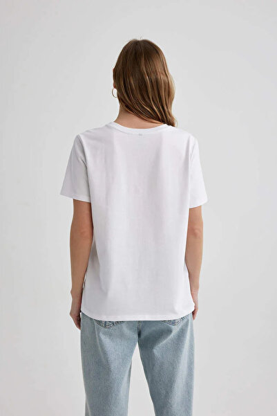 DeFacto Γυναικείο μπλουζάκι A9428ax/wt34 Λευκό