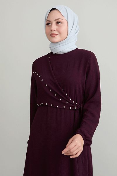 InStyle Φόρεμα Ayrobin με κορδόνια με περλέ δαμάσκηνο