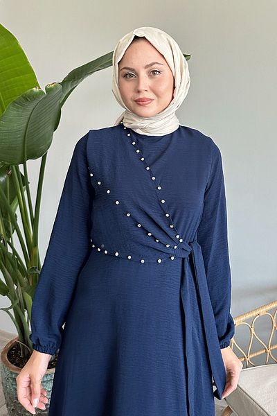InStyle Šaty Ayrobin v námořnické modré Pearl - přední zavazování