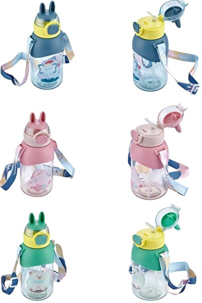 Vagonlife Boyun Askılı Pipetli Kilitli Kapak 650 Ml Okul Su Matarası 3 Renk