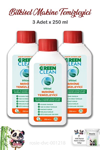 Green Clean 3 Adet Bulaşık & Çamaşır Makinesi Temizleyici 250 ml Ve Rosıe