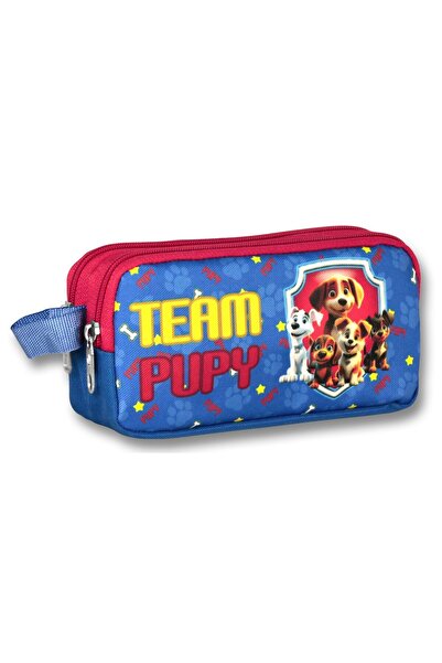 ÜMİT ÇANTA Set cutie de prânz termoizolată și suport pentru creion Cennec Team Pupy albastru-roșu pentru băiat