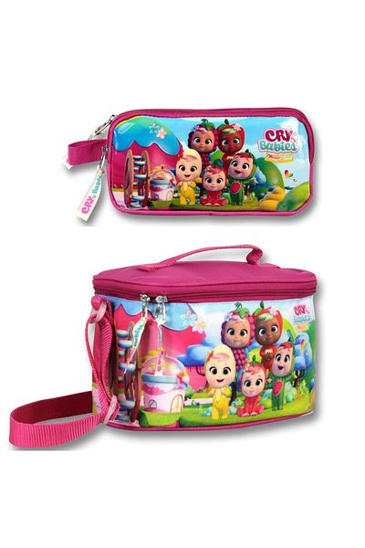ÜMİT ÇANTA Claret Red Cry Babies Friends Lunch Bag and Pen Holder Set - Girl