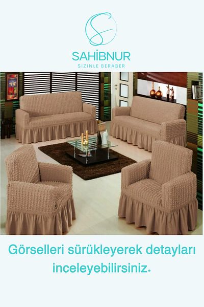 SAHİBNUR BürümcüK sofa and sofa set - sofa Bed Cover, seat Cover, with Elastic and sKirt, for 3+2+1+1 set 3211