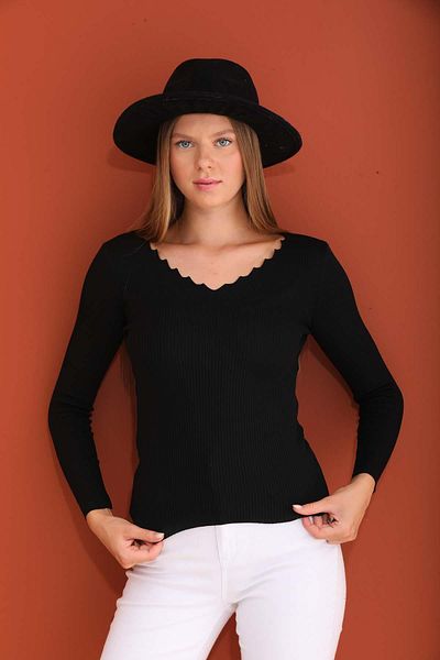 ŞİMAL Ladder Collar Women's Knitwear Sweater -245008