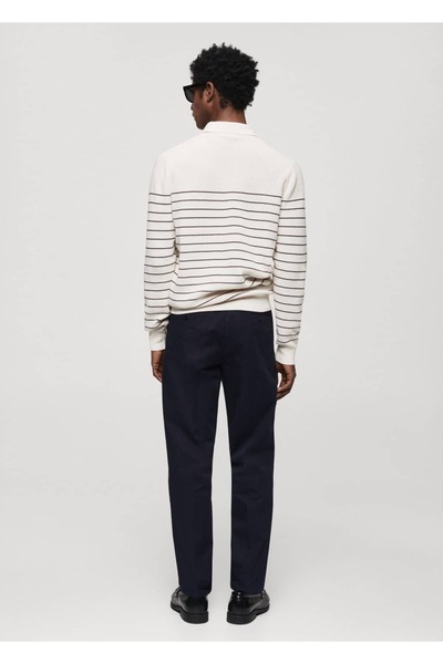 MANGO Man Striped Polo Style Sweater