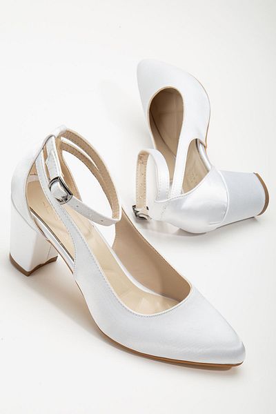 Hayalimdeki Ayakkabı Hero Heeled White Satin Women's Shoes