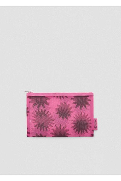 MANGO Woman Transparente Kosmetiktasche mit Muster