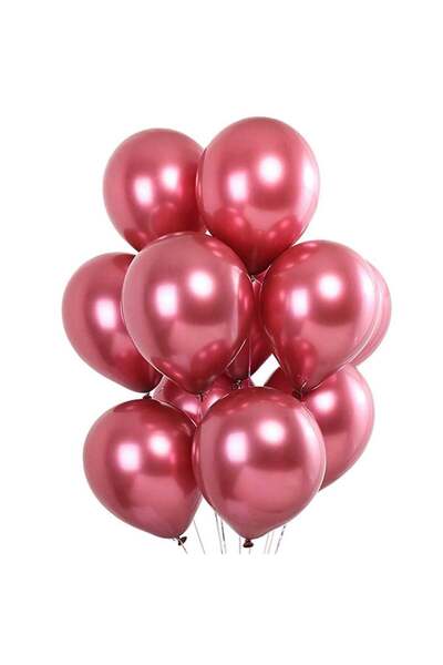 BalonEvi 12" Krom Metalik Pembe Balon 5 Adet