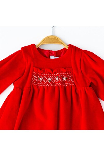 Babydola Kırmızı Kız Bebek Elbise - 13413