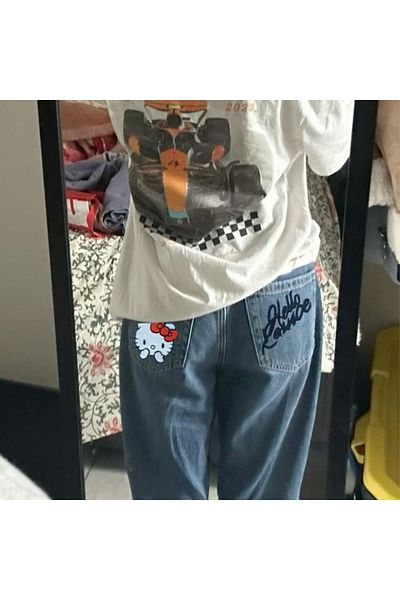 GOSSİP TEAM Gossip Team Y2K Hello Kitty Detail Jeans Blue Pants