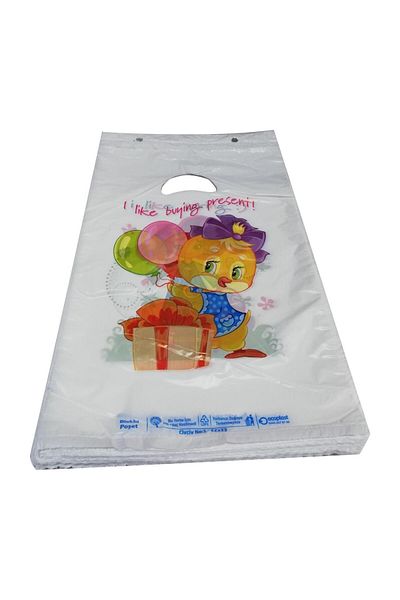 ECOPLAST 100 Pieces White and Different Patterned 22*33 Cm Block Bag, 23*31 Cm Product Patterns - Can Show