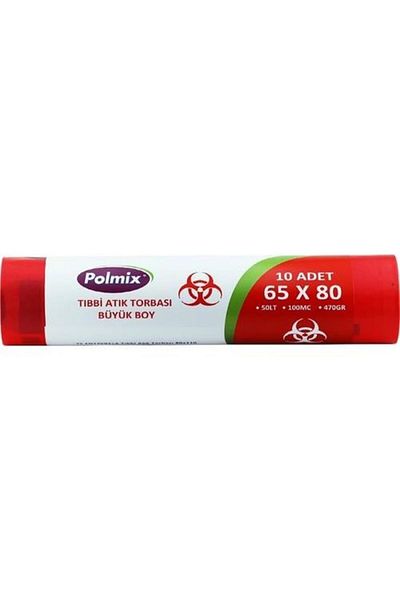Polmix Medical Waste Bag 65*80-88 Large Size 100 Micron Package: 10 Pieces
