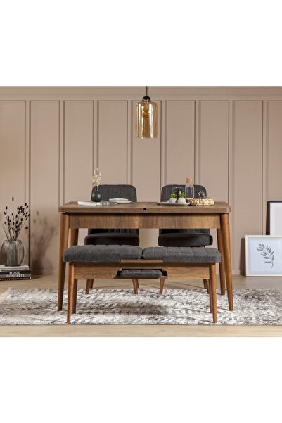 REYSA MOBİLYA Sembol Mini Mutfak Masa Takımı Ceviz Antrasit