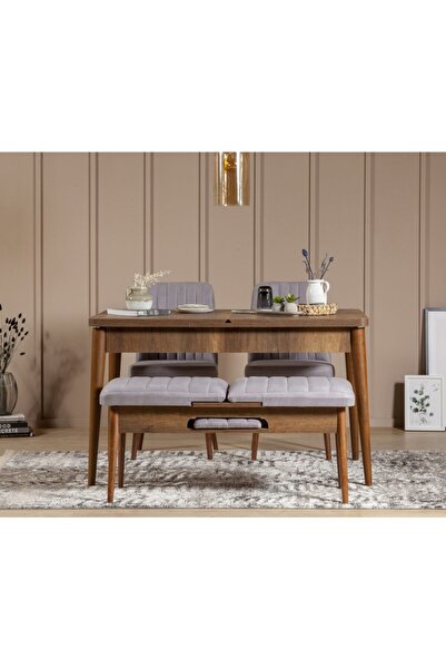 REYSA MOBİLYA Sembol Mini Mutfak Masa Takımı Ceviz Soho