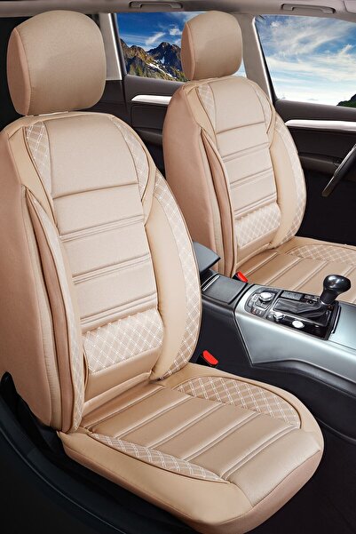 PlusOto Honda City Uyumlu Vera Serisi Bej Oto Koltuk Kılıfı 5'li Takım Set