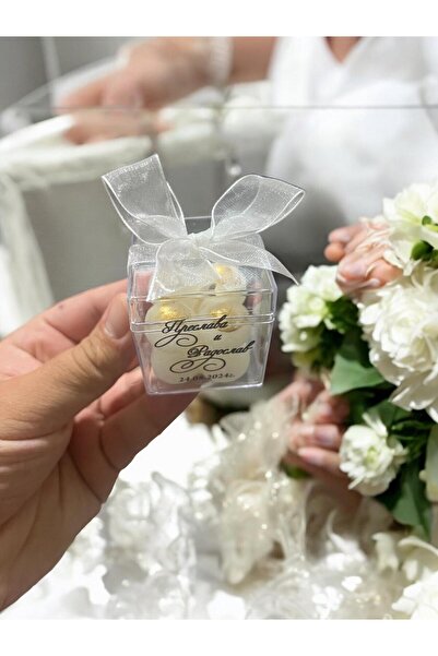 aralmini Özel Düğün Mika Kutulu Lüks Mini Altın Detaylı Mini Bubble Mum 10 Adet