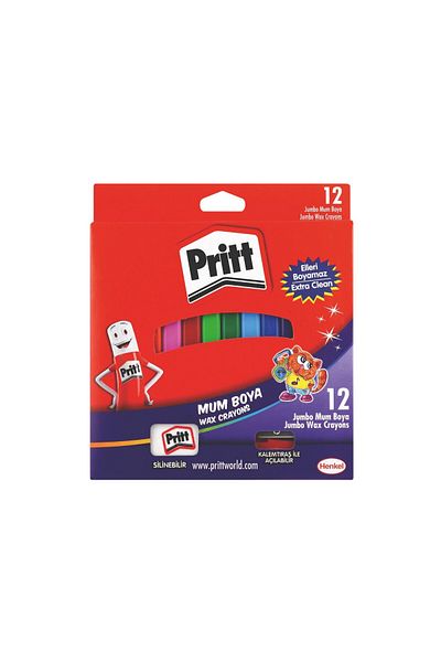 Pritt 12-Piece Jumbo Crayon - Paper Boxed, Erasable