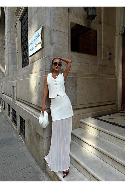 lunamensis Willord 9908 model Pleated Chiffon Skirt Set