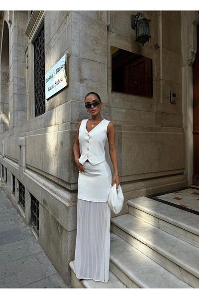 lunamensis Willord 9908 model Pleated Chiffon Skirt Set