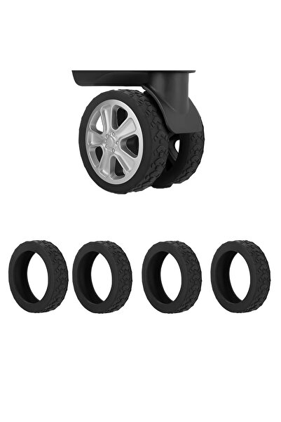 Microcase Silikon Aşınmaya Dayanıklı Ses Önleyici Bavul Tekerlek Kılıfı Tırtıklı Kalıp-AL4549 4 Adet Siyah