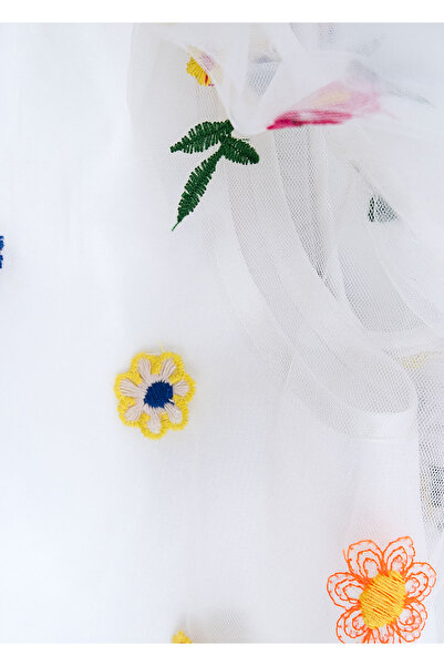 Ozmoz Çiçek Nakışlı Kız Çocuk Tül Abiye Elbise