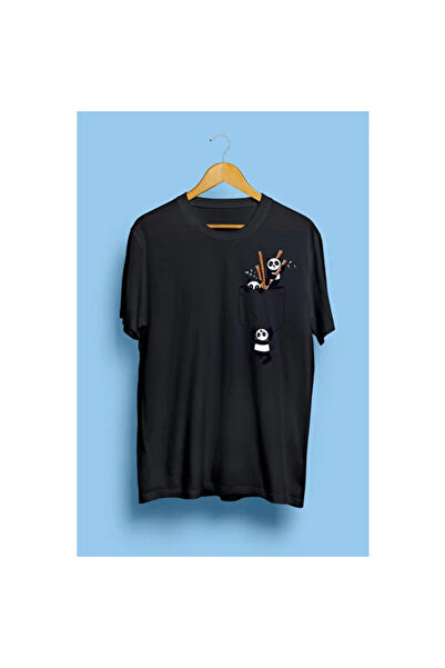 Pink Sky Unisex majica - print sa temom pandi u džepovima