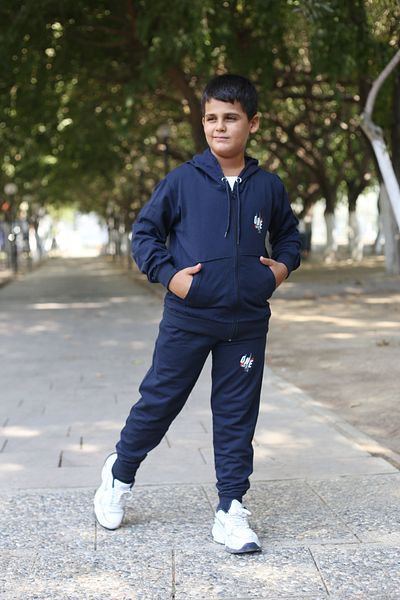 han elegant Set de trening sport cu glugă pentru copii - imprimat și cu fermoar
