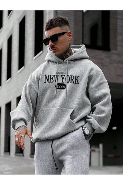Modernica 1995 New York Sweatshirt - Gray Oversize Hoodie