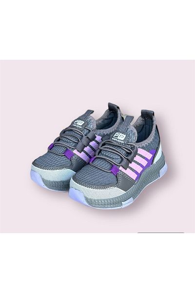 Papuçka Pantofi sport ușori, fără șireturi, gri și violet pentru fete