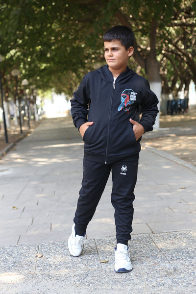 han elegant Man Printed Spider Sports Tracksuit Set - Zipped and Hooded