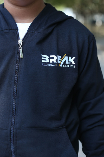 han elegant Hooded Zippered Text Printed Sports Tracksuit Set