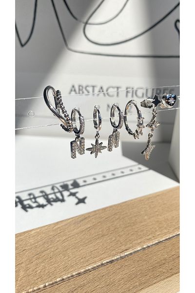 GAMZE Steel Vip Letter N Stud Earring Set